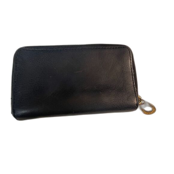 Marc Jacobs Black Leather Wallet Zip Around Logo Lining 6" - Picture 2 of 11